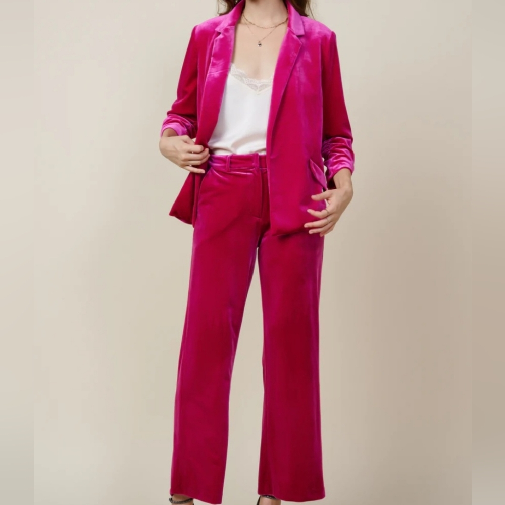 BNWT Skies Are Blue Pink Velvet Blazer Jacket Size SM